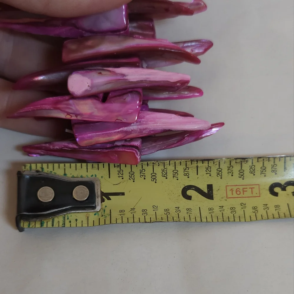 Pink Mother of Pearl Spikey Shell Stretch Bracelet HOT Pink Statement Bracelet